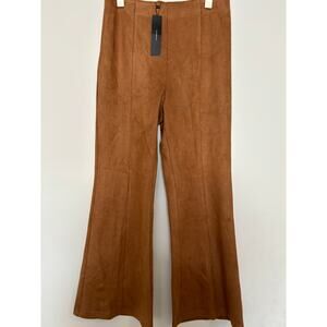 Allegra K Faux Suede Flare Pants Womens Size Large Brown New
